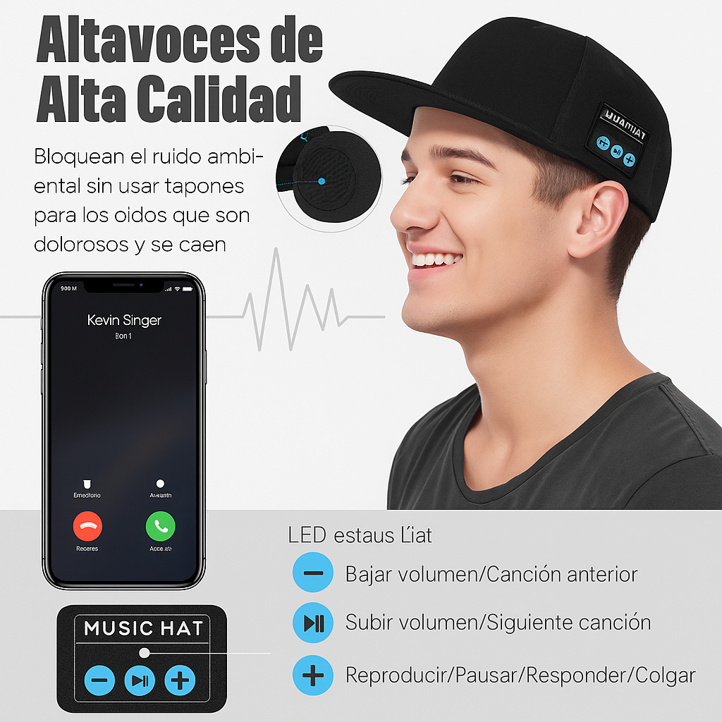 Audífonos inalámbricos tipo gorra TK